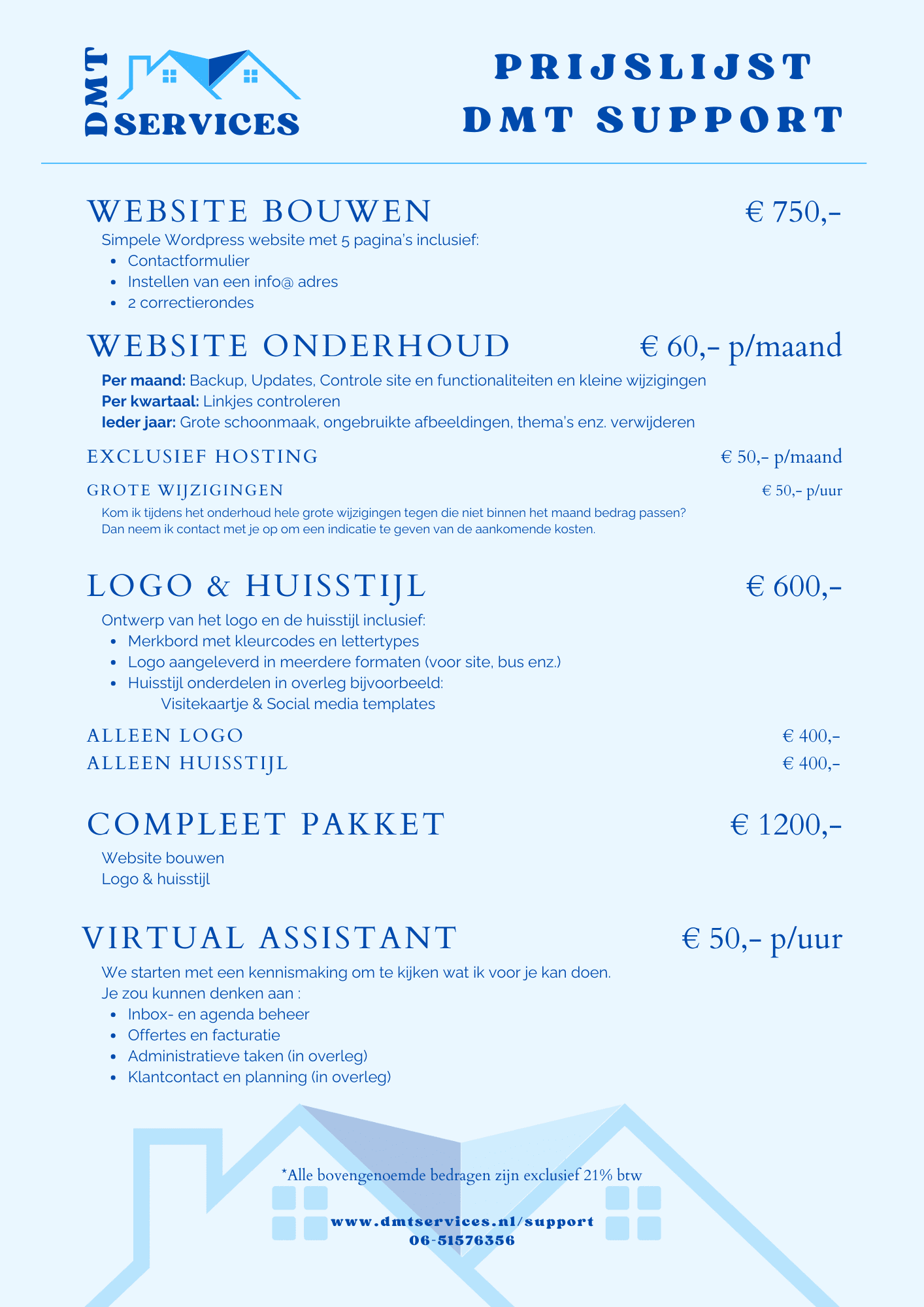 Prijslijst DMT Support 2026